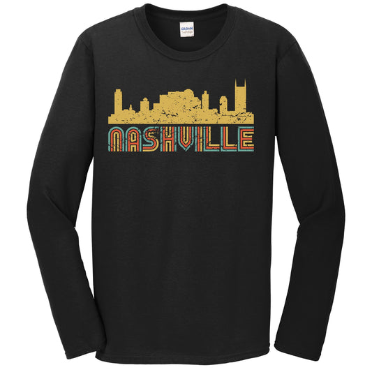 Retro Nashville Tennessee Skyline Long Sleeve T-Shirt