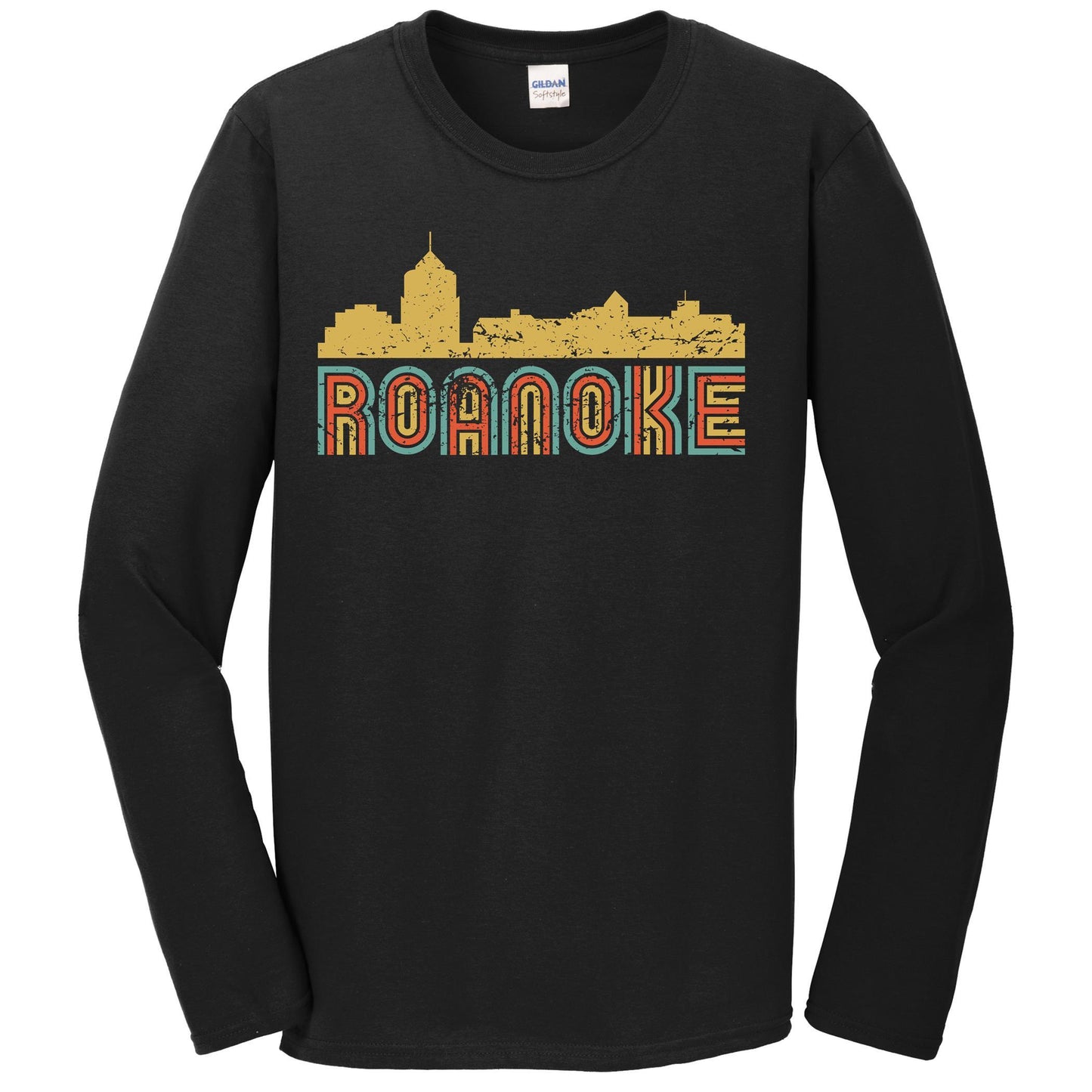 Retro Roanoke Virginia Skyline Long Sleeve T-Shirt