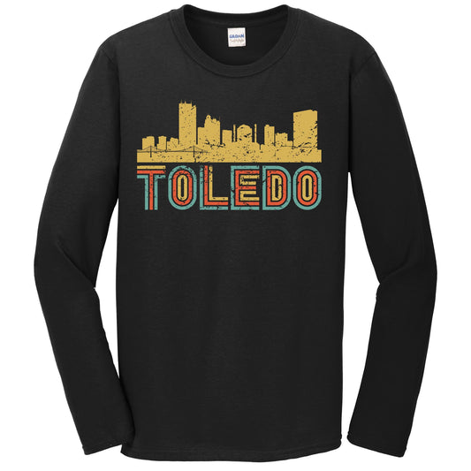 Retro Toledo Ohio Skyline Long Sleeve T-Shirt