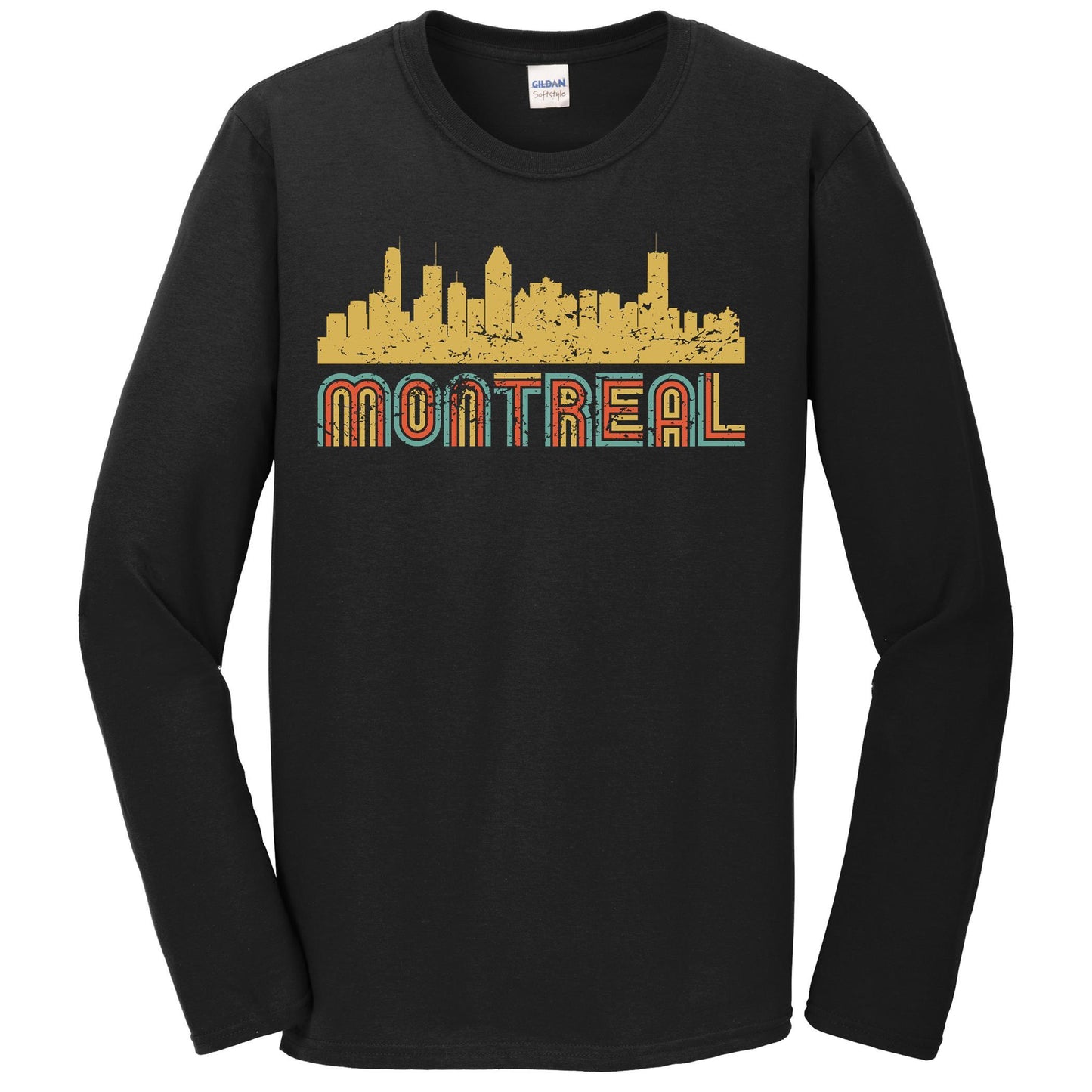 Retro Montreal Quebec Canada Skyline Long Sleeve T-Shirt