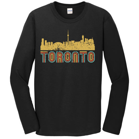 Retro Toronto Ontario Canada Skyline Long Sleeve T-Shirt