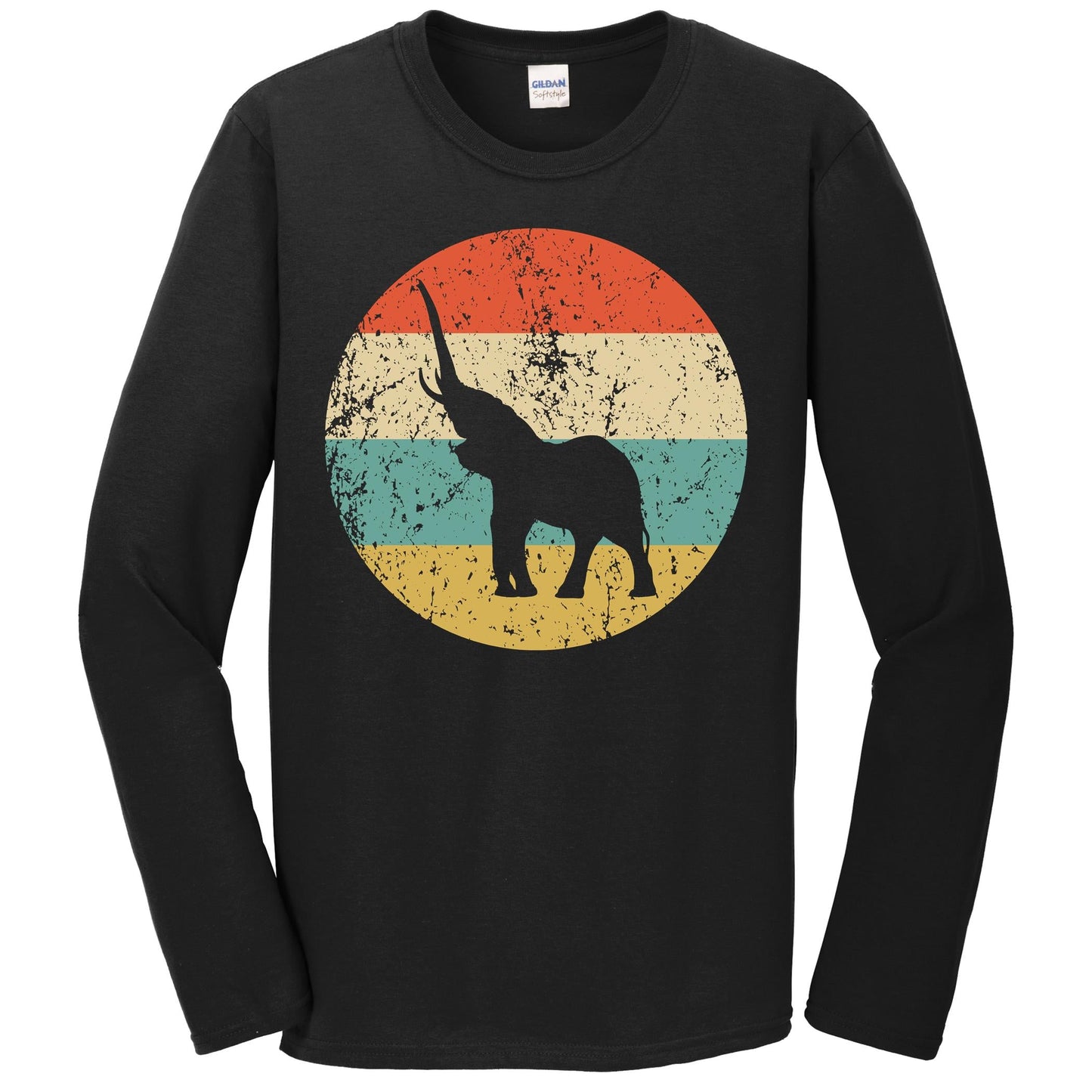 Elephant Retro Style Animal Long Sleeve T-Shirt