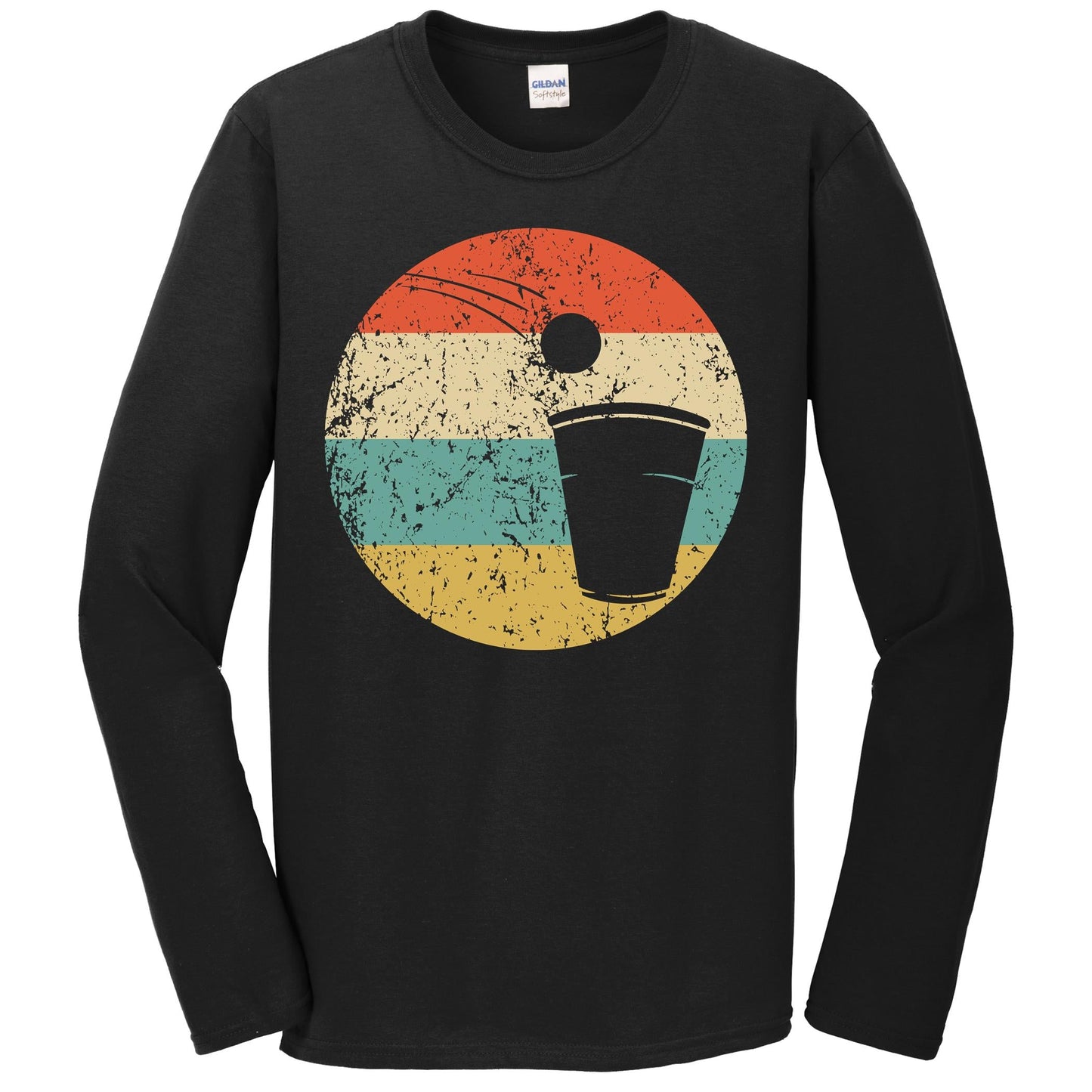 Drinking Games Retro Beer Pong Icon Long Sleeve T-Shirt