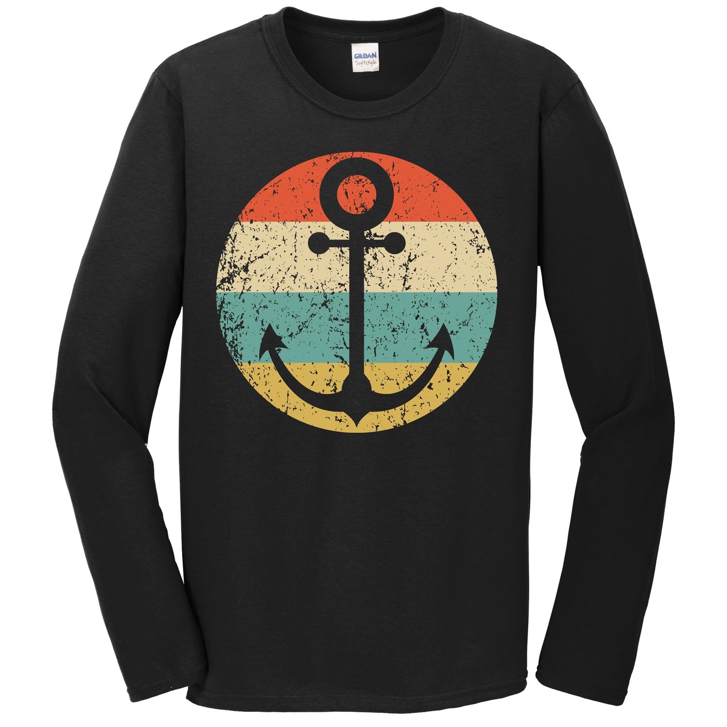 Nautical Sailing Retro Boat Anchor Icon Long Sleeve T-Shirt