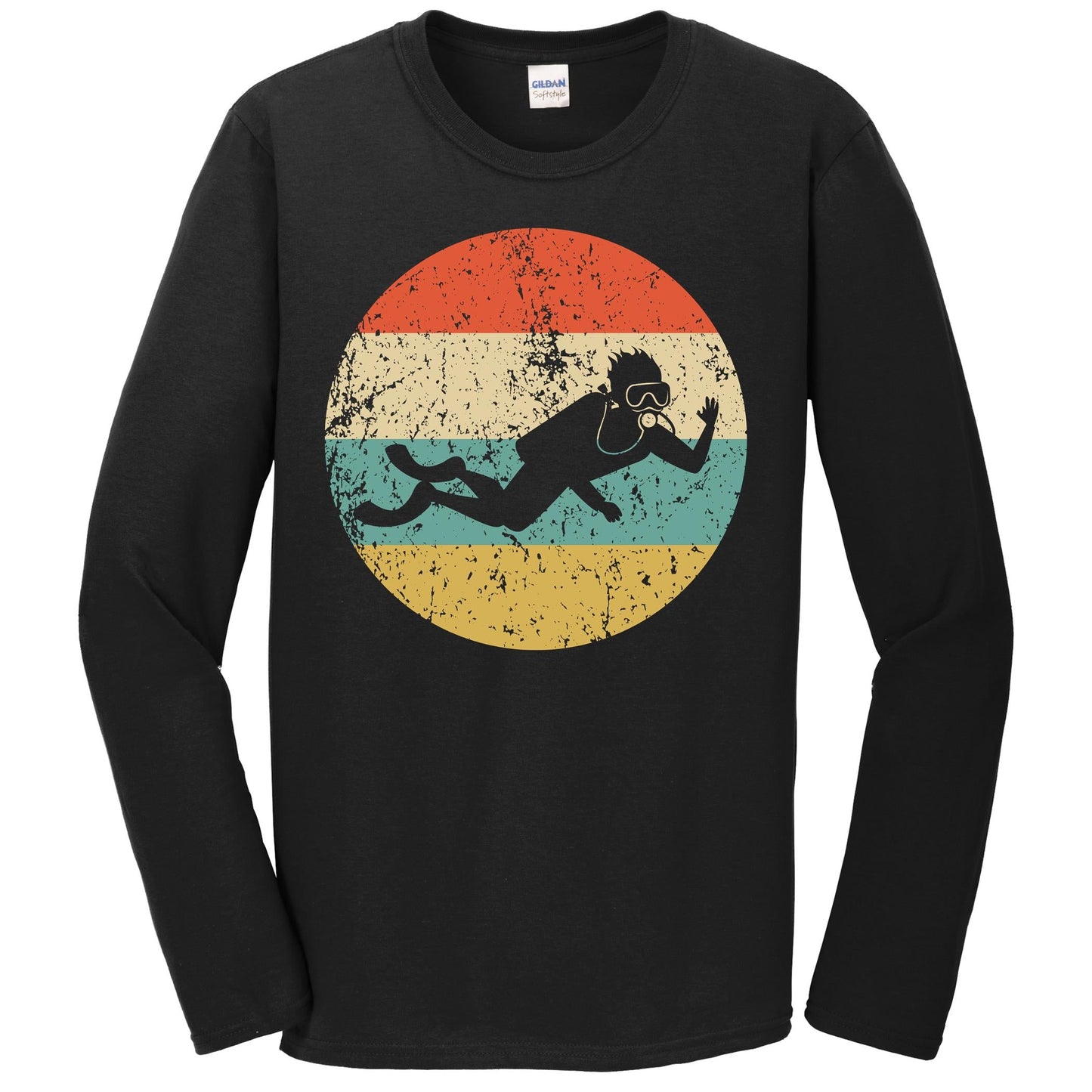 Scuba Diving Retro Scuba Diver Icon Long Sleeve T-Shirt