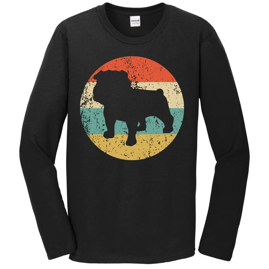 Retro English Bulldog Dog Breed Icon Long Sleeve T-Shirt