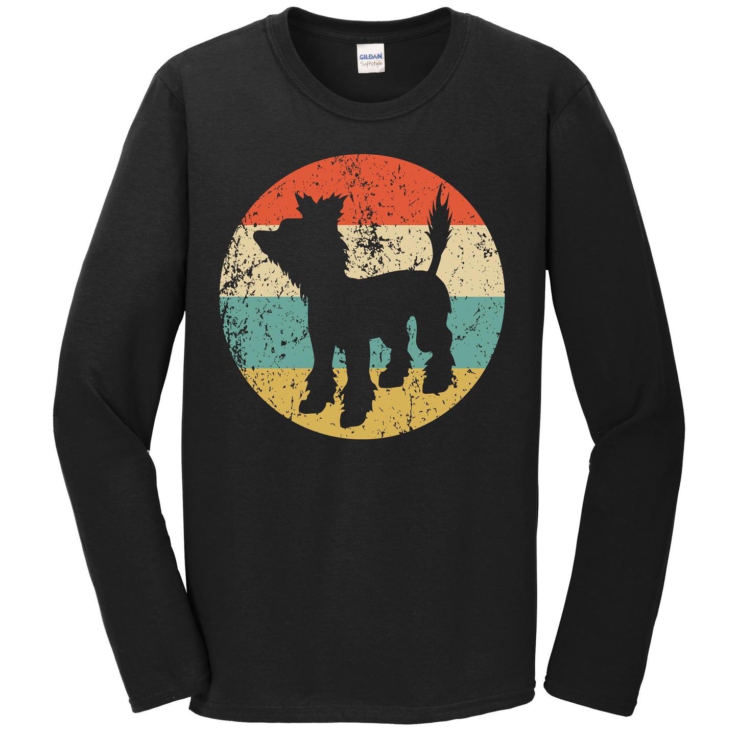 Retro Chinese Crested Dog Breed Icon Long Sleeve T-Shirt