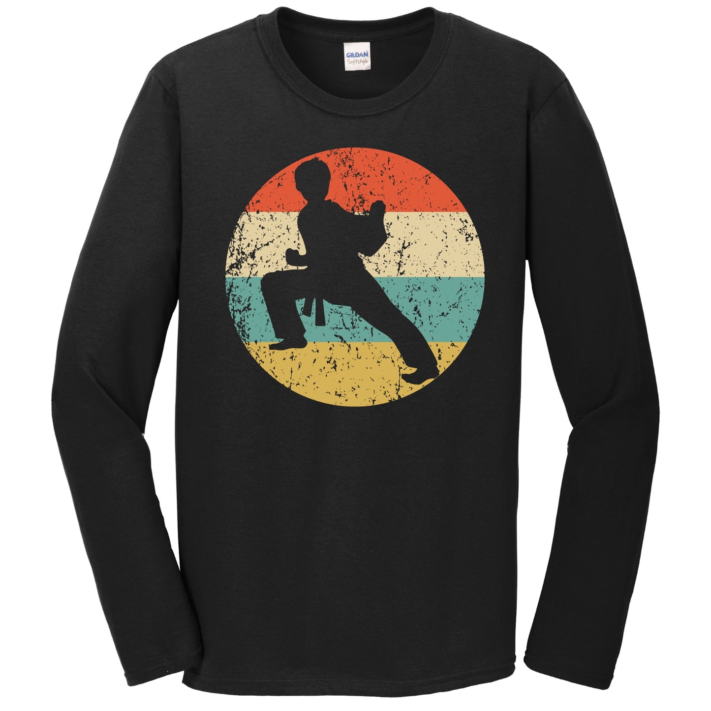 Retro Karate Pose 1960's 1970's Vintage Style Karate Long Sleeve T-Shirt
