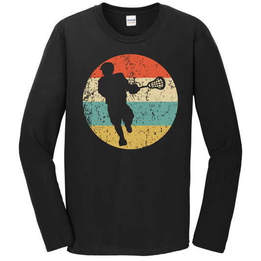 Retro Lacrosse Player 1960's 1970's Vintage Style Lacrosse Long Sleeve T-Shirt