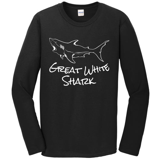 Great White Shark Sketch Cool Shark Long Sleeve T-Shirt