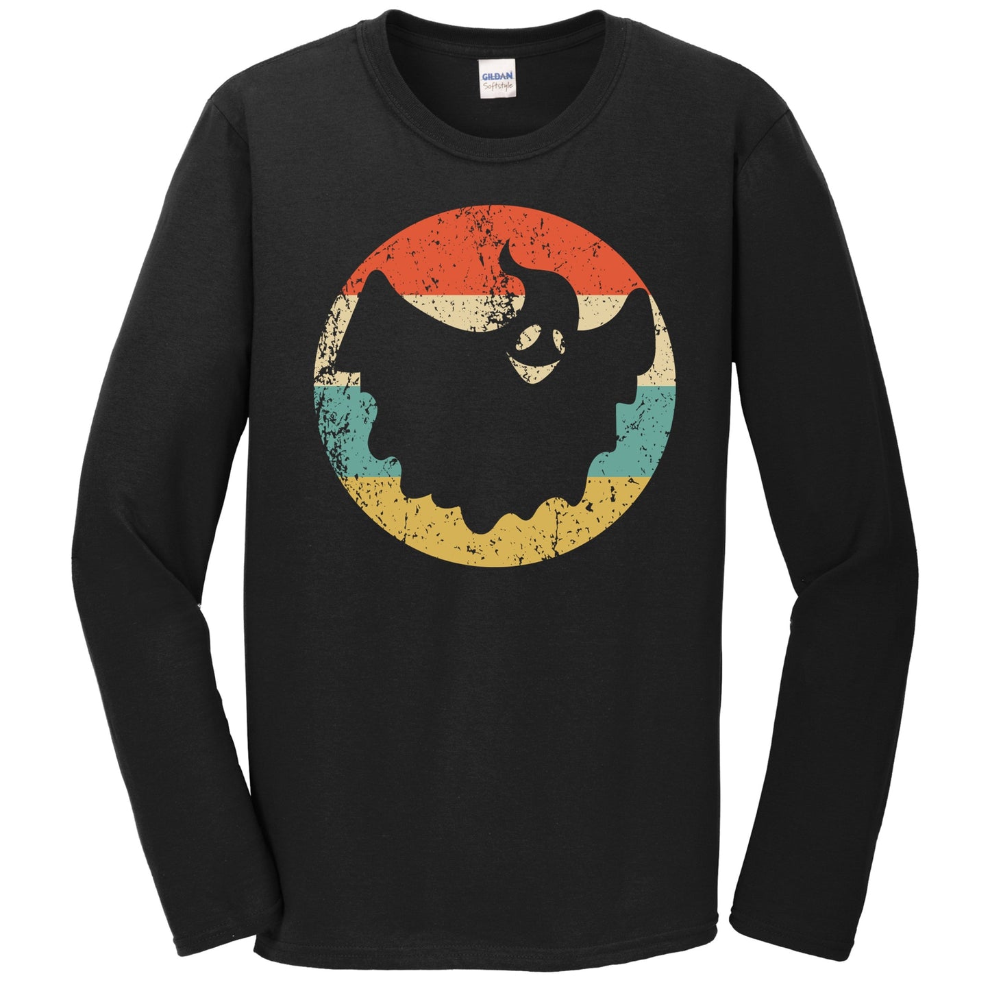 Retro Spooky Scary Halloween Ghost Silhouette Creepy Long Sleeve T-Shirt