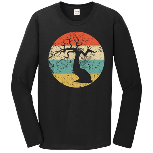 Retro Halloween Scary Haunted Tree Silhouette Creepy Spooky Long Sleeve T-Shirt