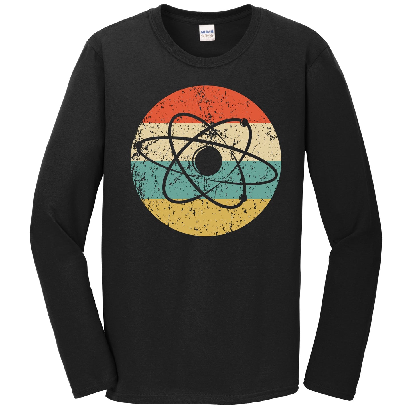 Atom Silhouette Retro Science Scientist Long Sleeve T-Shirt