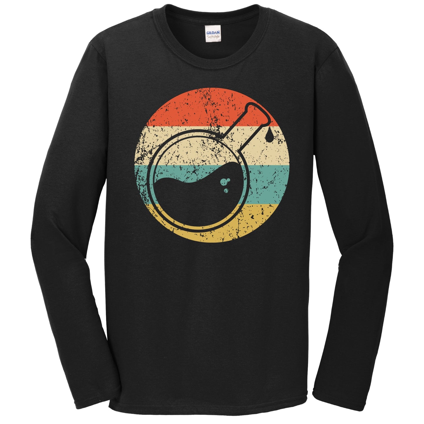 Round Science Beaker Flask Retro Science Scientist Long Sleeve T-Shirt