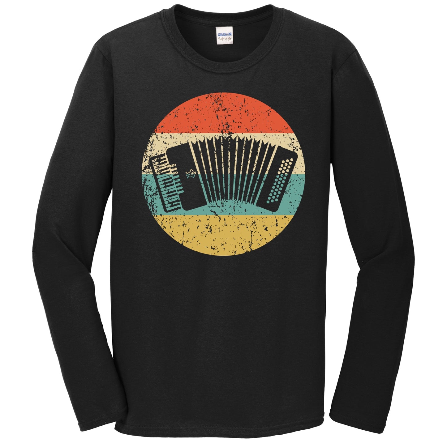 Accordion Silhouette Retro Music Musician Musical Instrument Long Sleeve T-Shirt