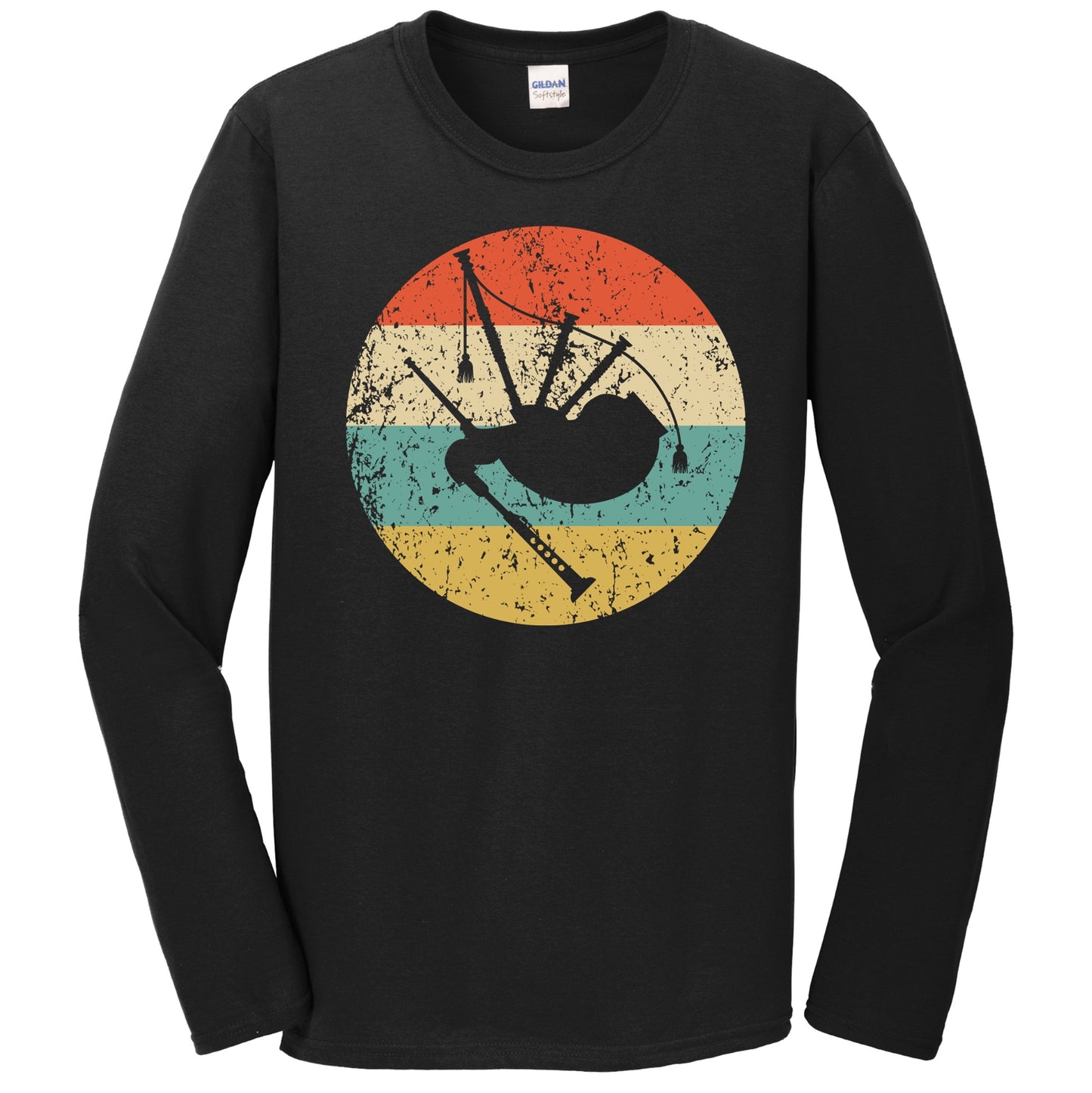 Bagpipes Silhouette Retro Music Musician Musical Instrument Long Sleeve T-Shirt