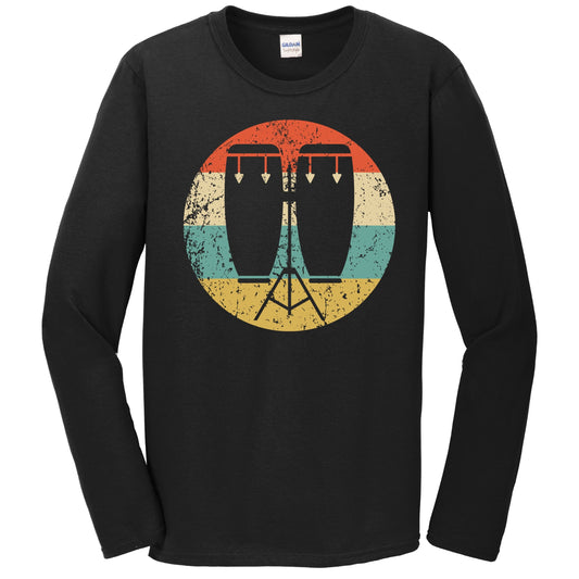 Bongo Drums Retro Music Musician Musical Instrument Long Sleeve T-Shirt