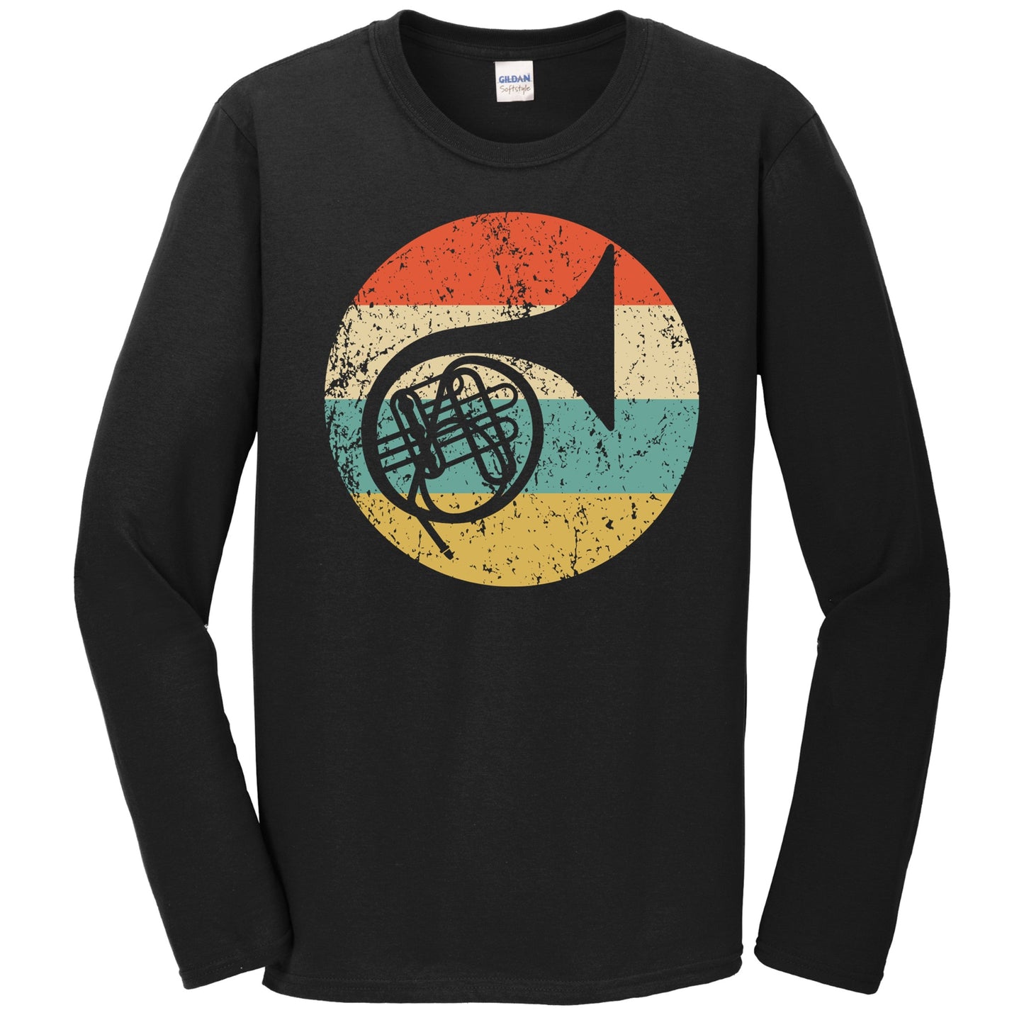 French Horn Retro Music Musician Musical Instrument Long Sleeve T-Shirt