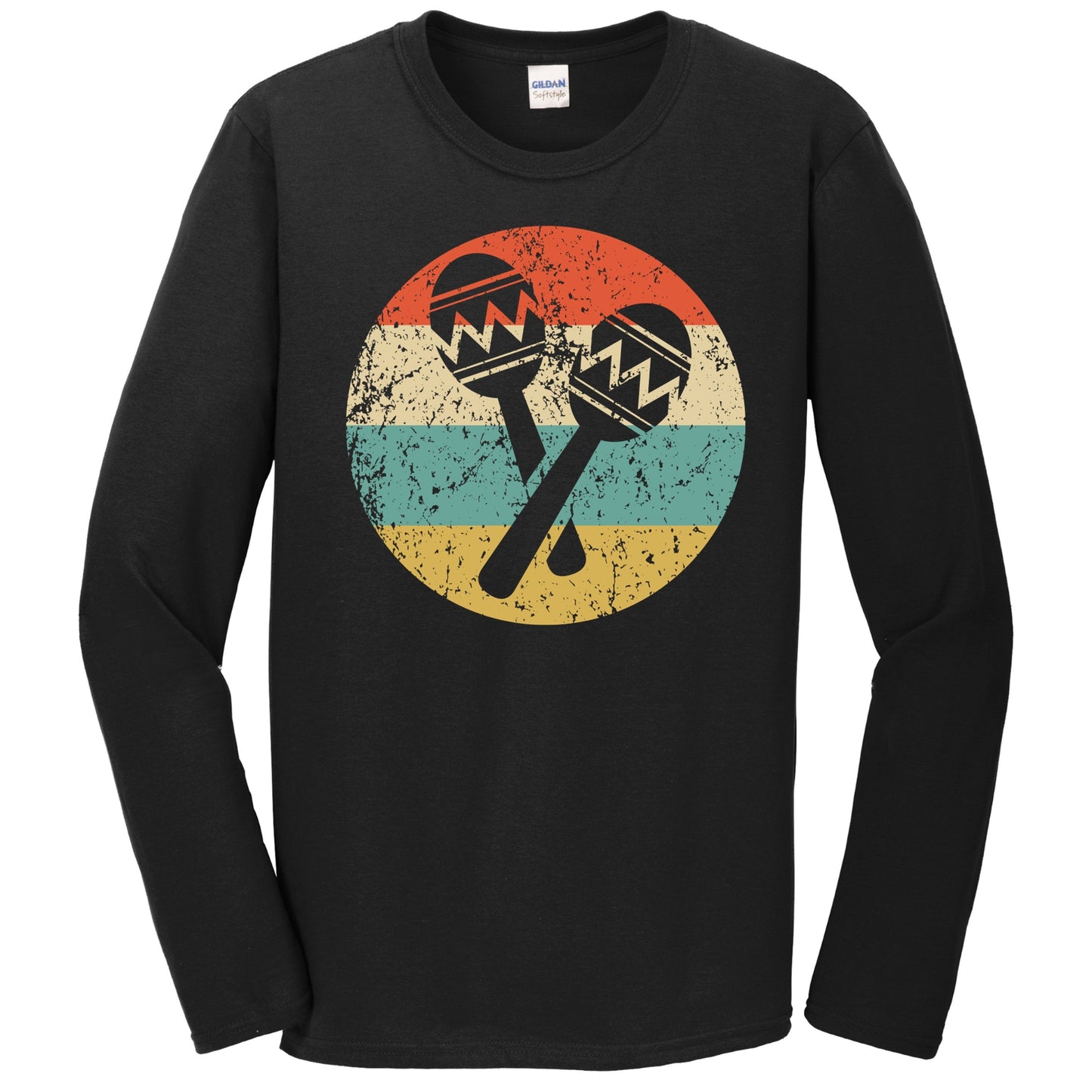 Maracas Silhouette Retro Salsa Music Musical Instrument Long Sleeve T-Shirt
