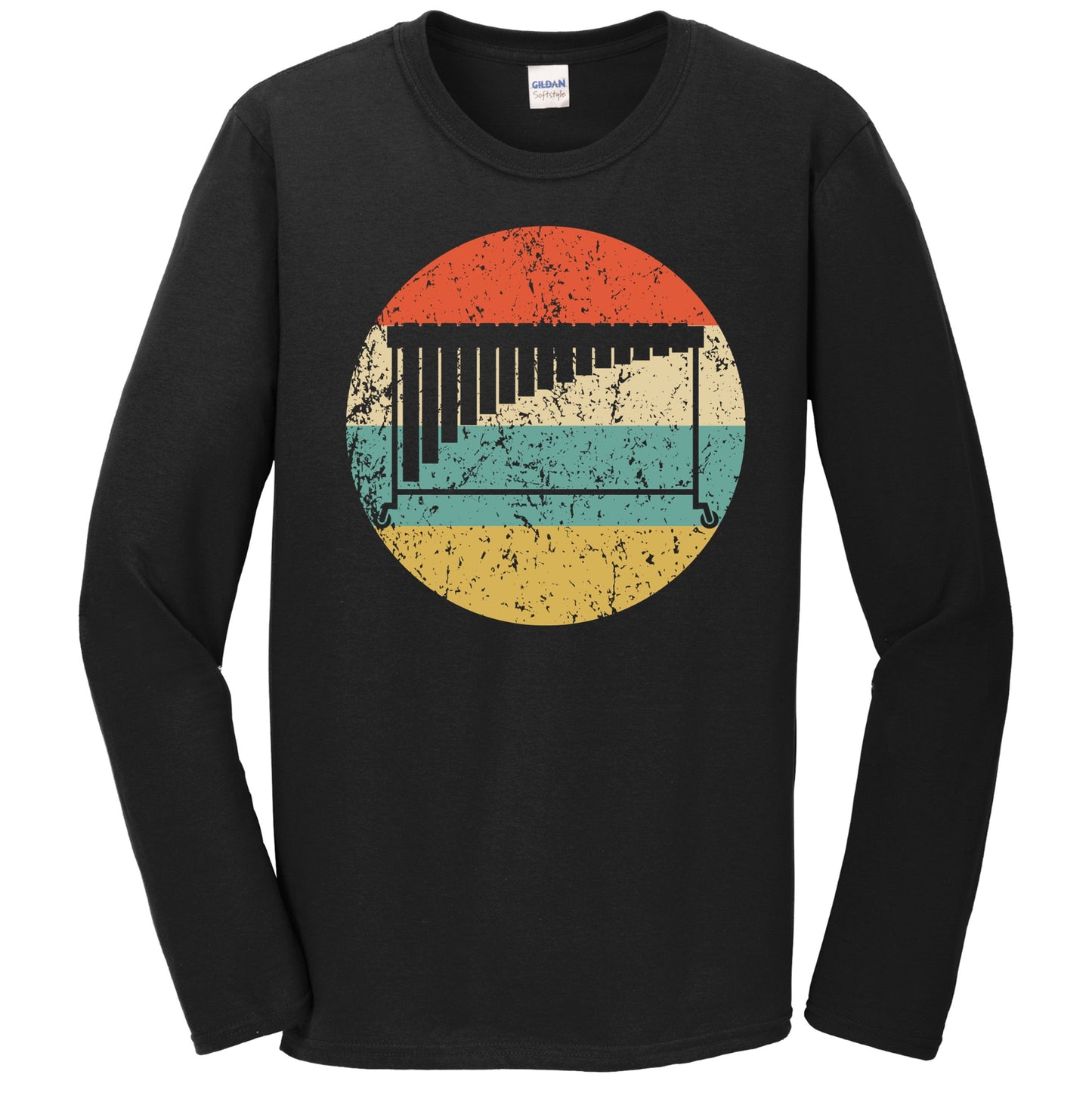 Marimba Silhouette Retro Music Musician Musical Instrument Long Sleeve T-Shirt