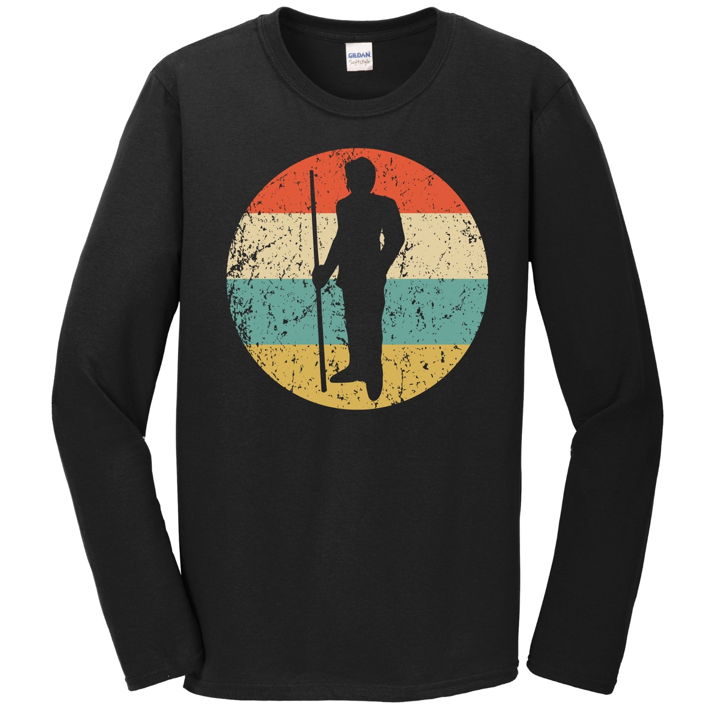 Billiards Player Pool Shark Silhouette Retro Sports Long Sleeve T-Shirt