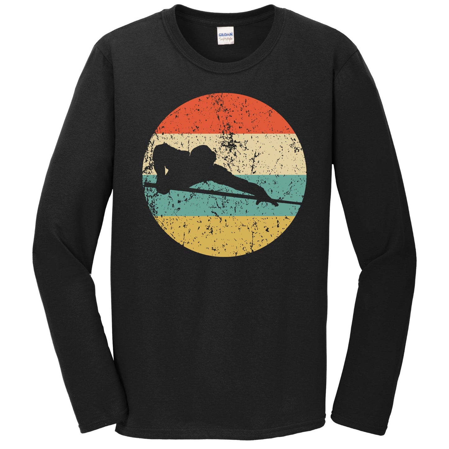 Pool Player Billiards Player Silhouette Retro Sports Long Sleeve T-Shirt