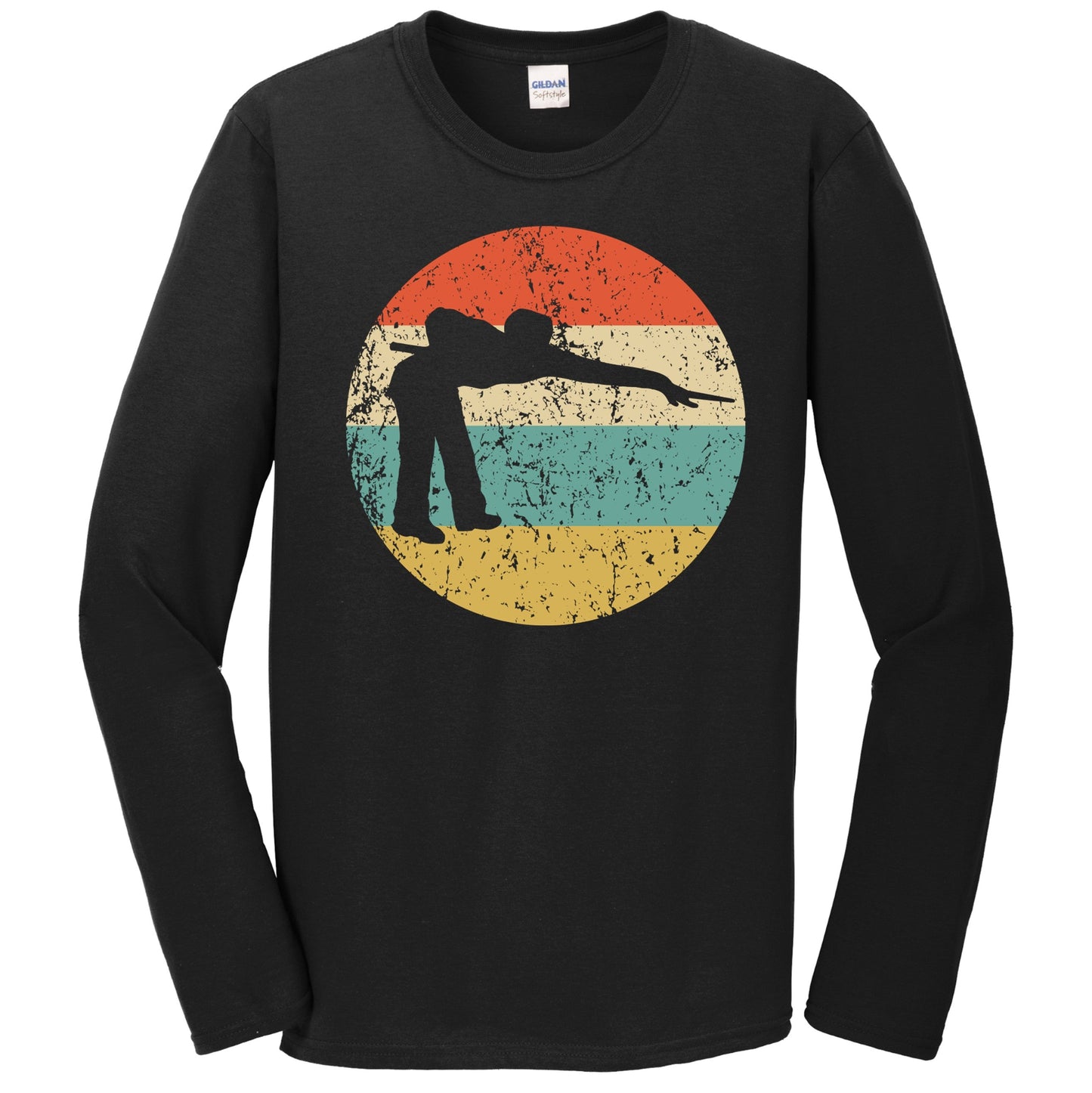 Billiards Player Pool Player Silhouette Retro Sports Long Sleeve T-Shirt