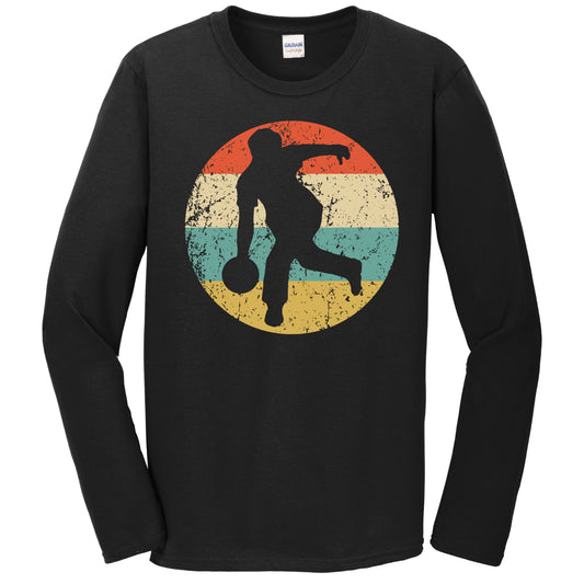 Bowler Bowling Silhouette Retro Sports Long Sleeve T-Shirt