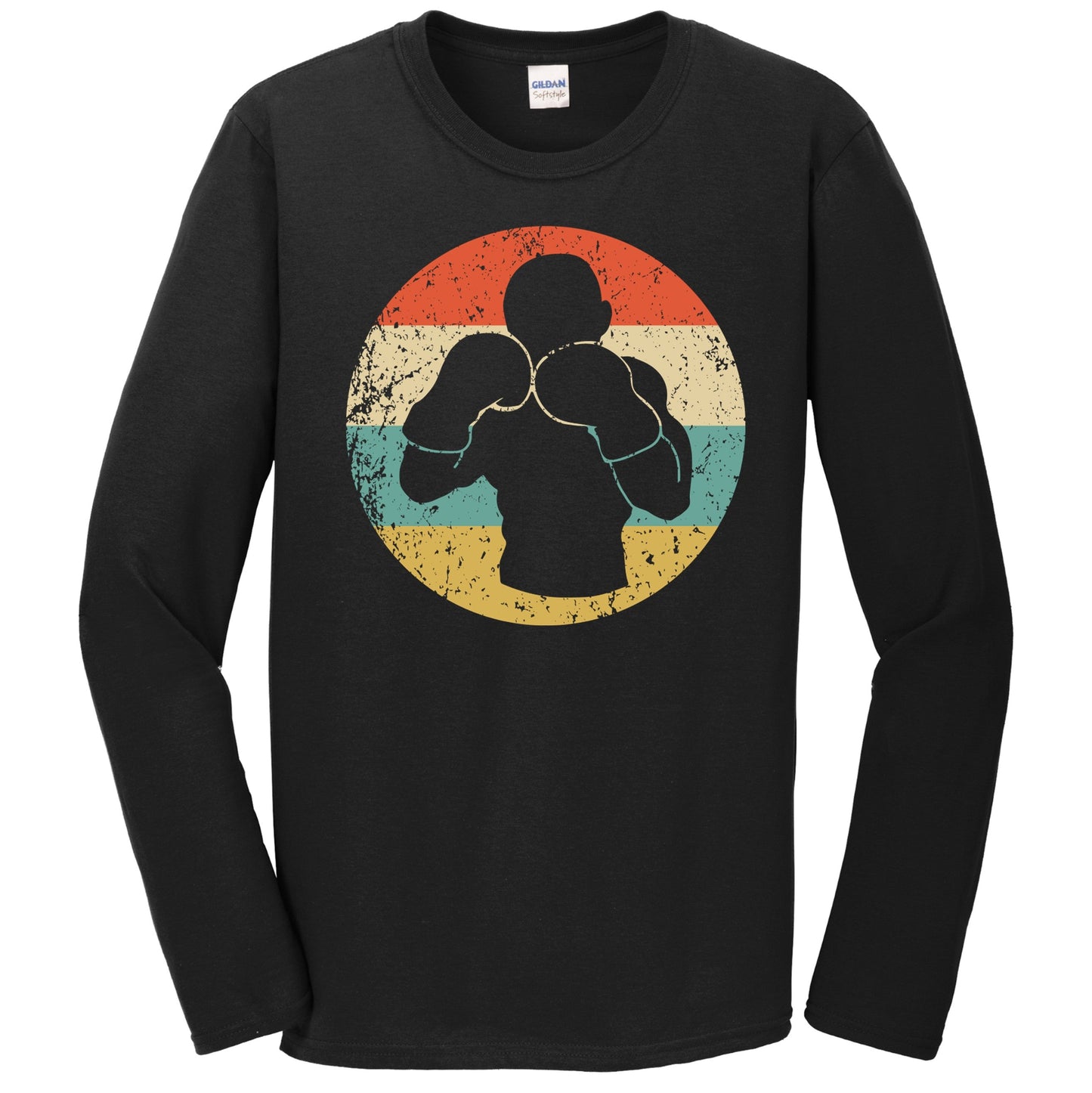 Boxing Boxer Silhouette Retro Sports Long Sleeve T-Shirt
