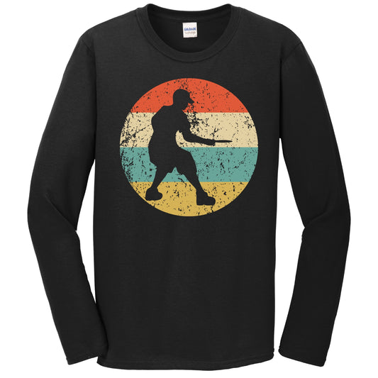 Disc Golf Player Silhouette Retro Sports Long Sleeve T-Shirt