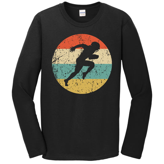 Running Back Football Player Silhouette Retro Sports Long Sleeve T-Shirt