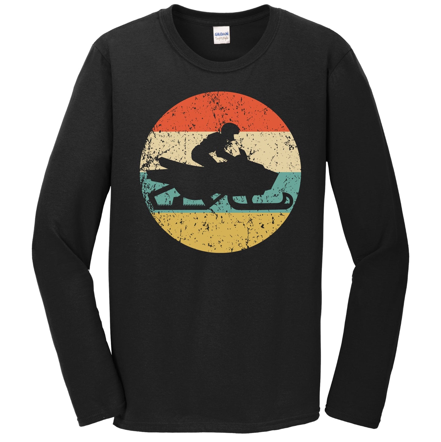 Snowmobile Snowmobiler Silhouette Retro Winter Sports Long Sleeve T-Shirt