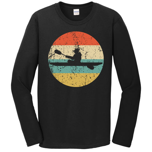 Kayaker Kayak Silhouette Retro Kayaking Long Sleeve T-Shirt