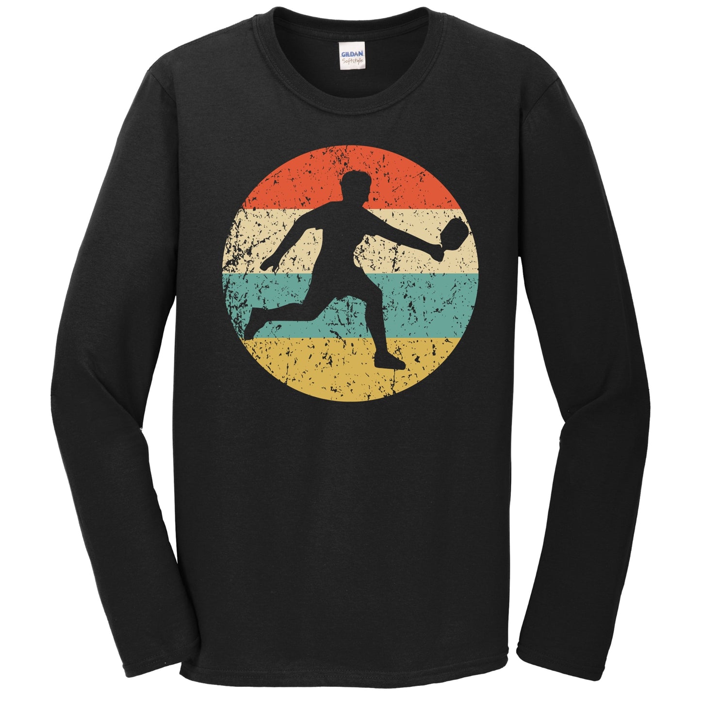 Pickleball Player Silhouette Retro Sports Long Sleeve T-Shirt