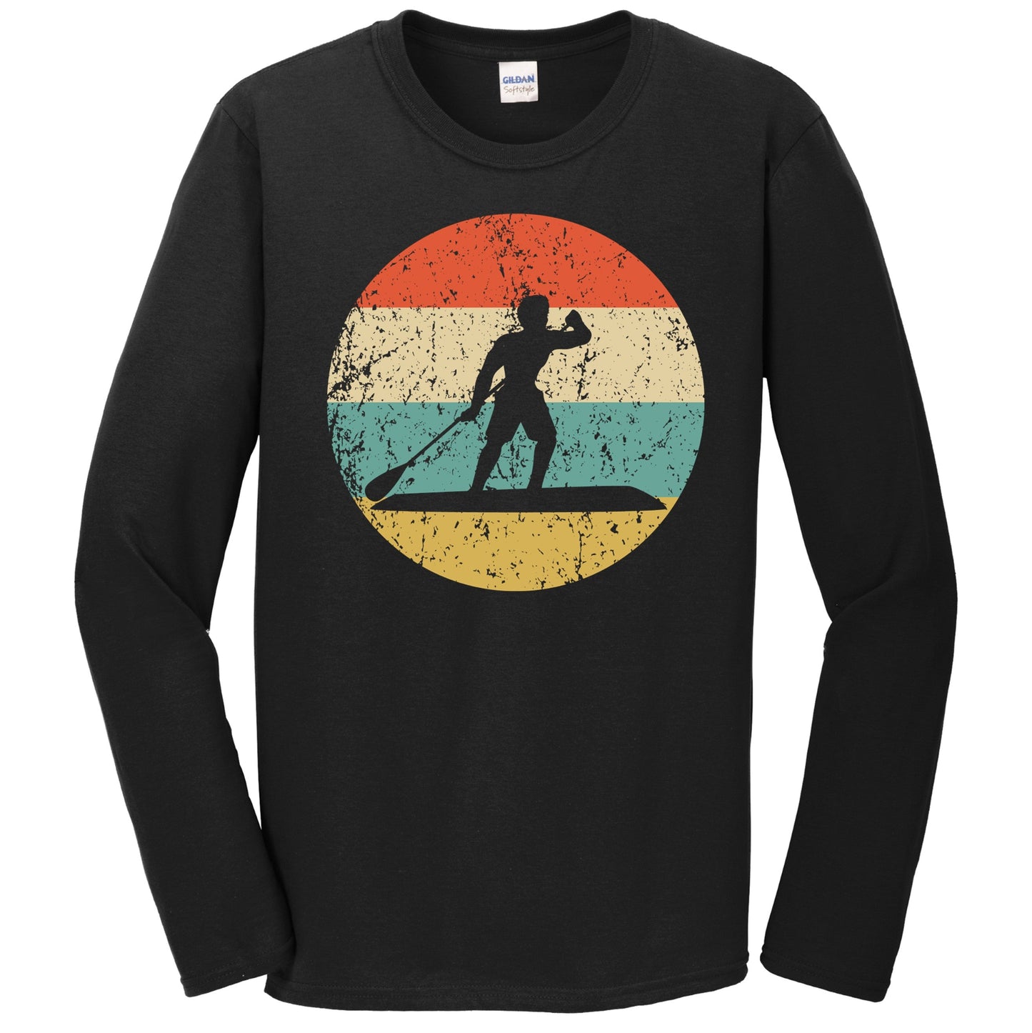 Paddleboarder Paddleboarding Silhouette Retro Paddleboard Long Sleeve T-Shirt