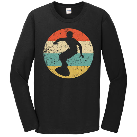 Surfer Silhouette Retro Surfing Long Sleeve T-Shirt