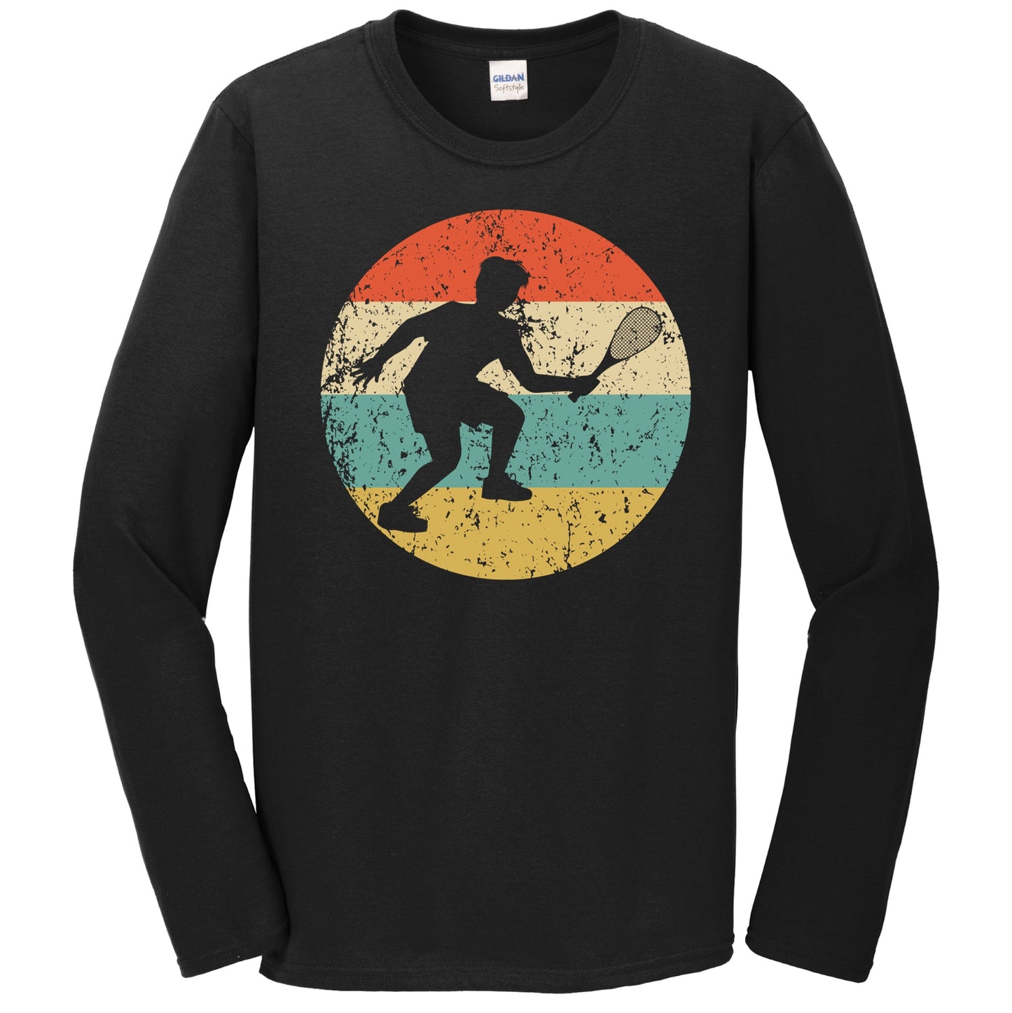 Racquetball Player Silhouette Retro Sports Long Sleeve T-Shirt