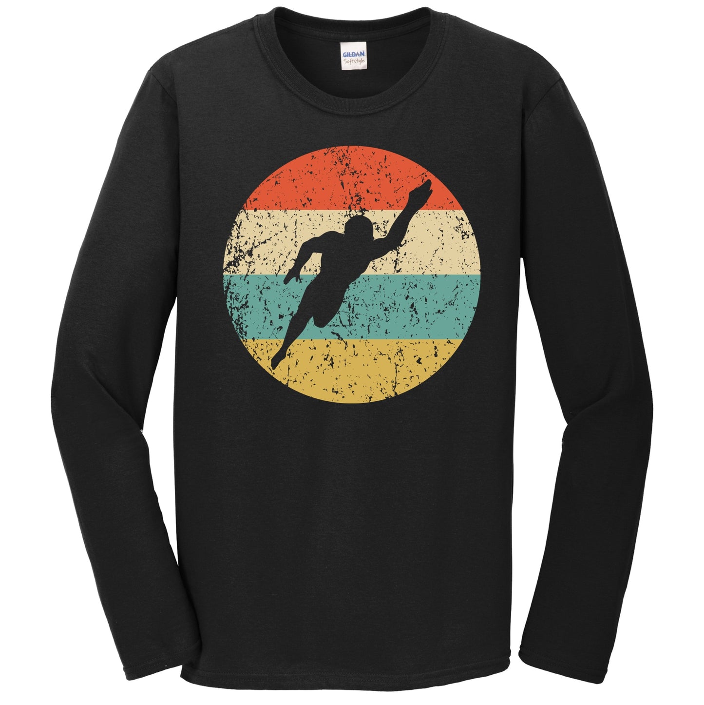 Swimmer Silhouette Retro Swimming Long Sleeve T-Shirt