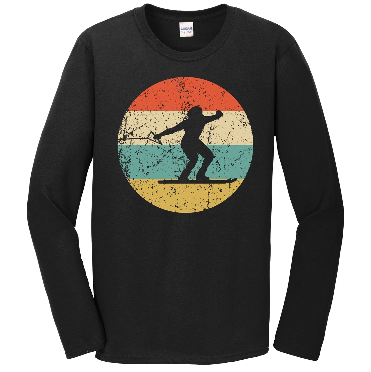 Waterskiing Silhouette Retro Waterskier Long Sleeve T-Shirt