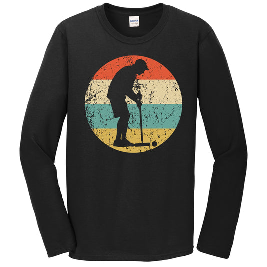 Croquet Player Silhouette Retro Croquet Long Sleeve T-Shirt