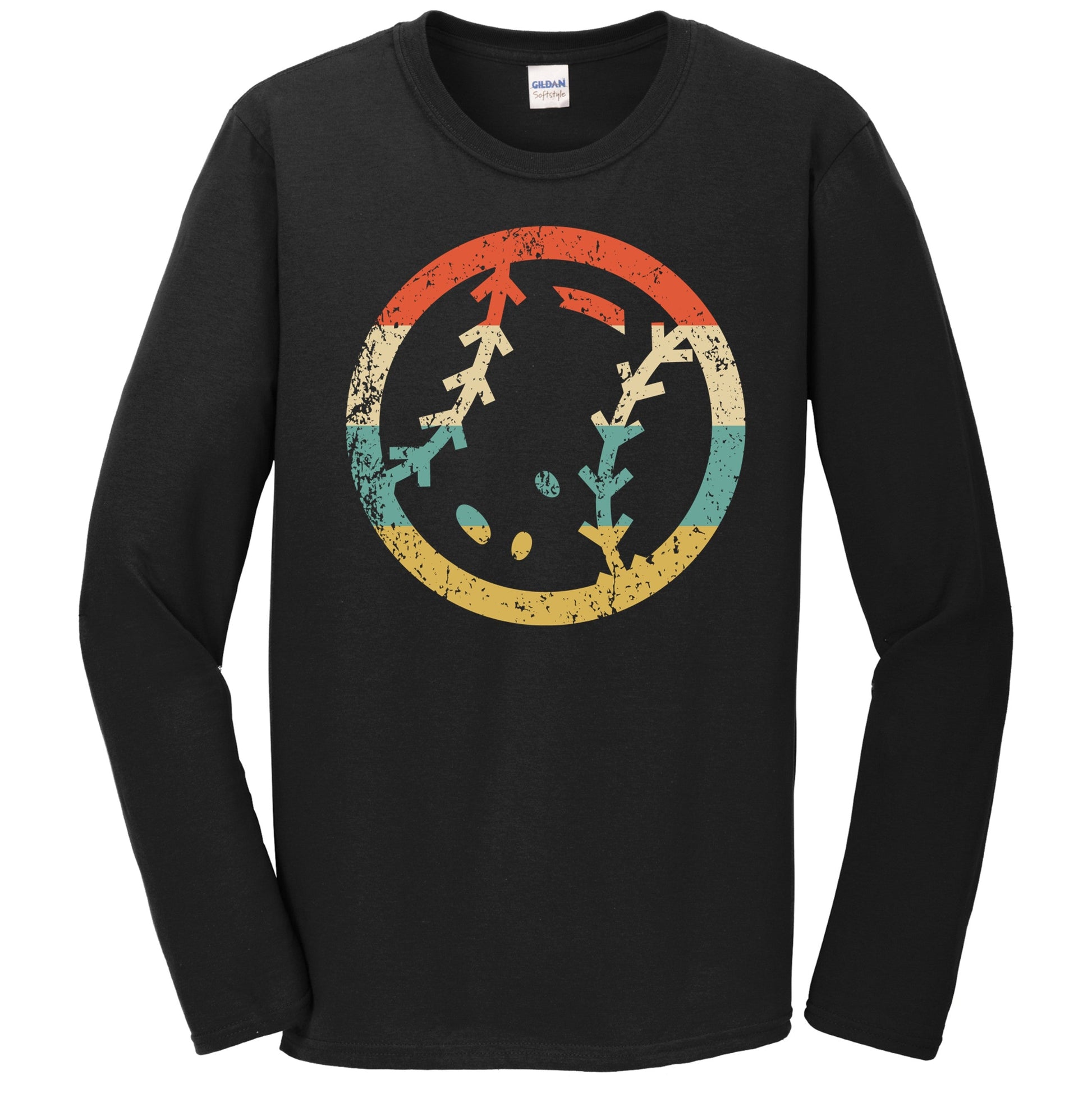Baseball Ball Icon Retro Baseball Long Sleeve T-Shirt