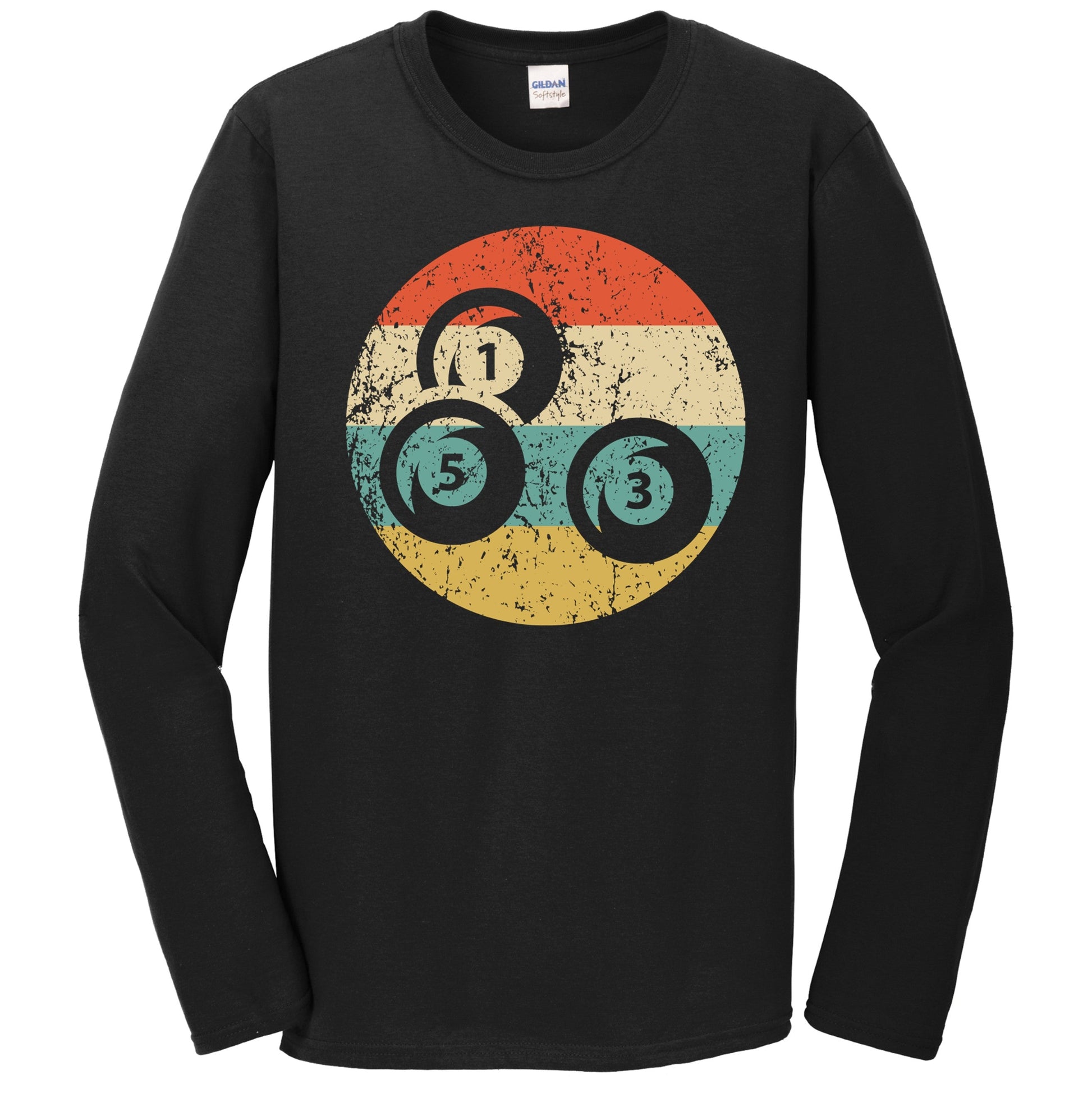 Pool Balls Icon Retro Billiards Long Sleeve T-Shirt