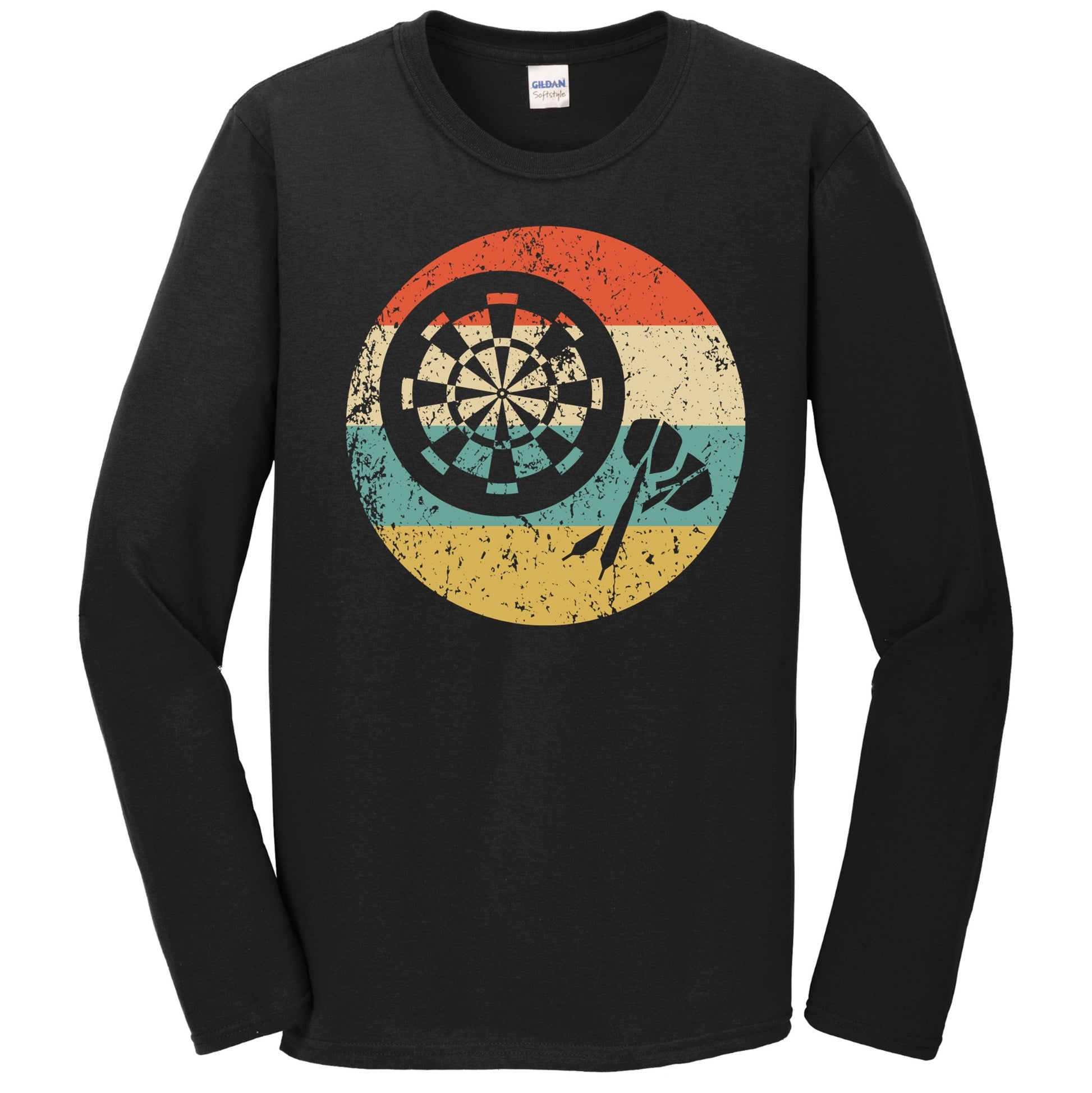 Darts and Dartboard Icon Retro Darts Long Sleeve T-Shirt