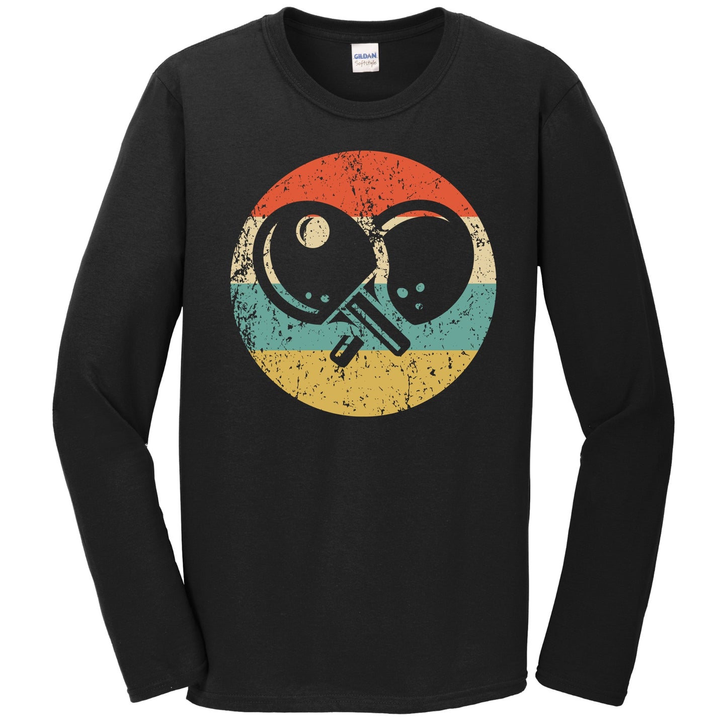 Table Tennis Paddles Icon Retro Table Tennis Long Sleeve T-Shirt