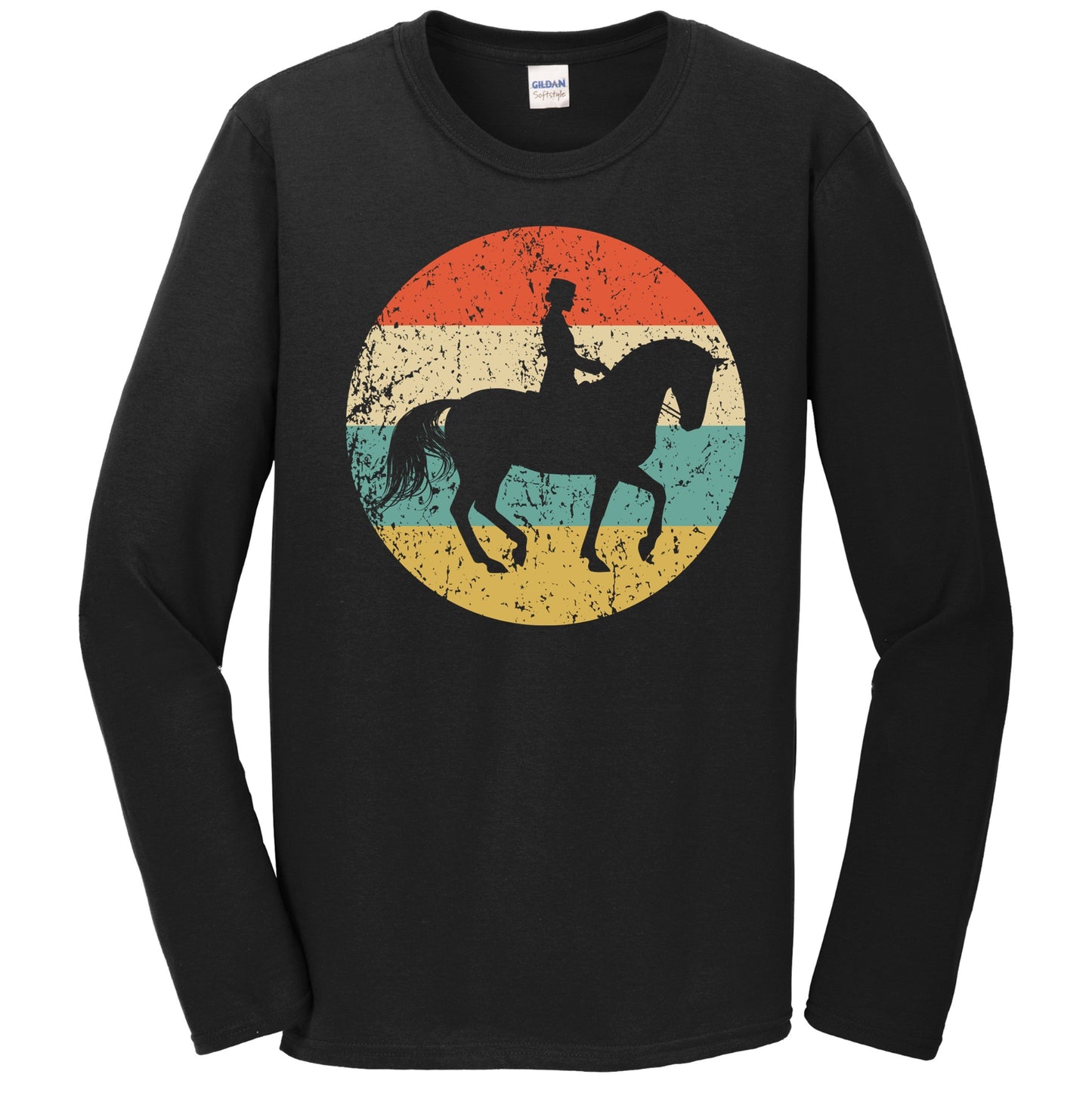 Equestrian Horse Icon Retro Dressage Long Sleeve T-Shirt