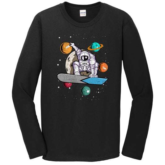 Snowboarding Astronaut Outer Space Spaceman Distressed Long Sleeve T-Shirt