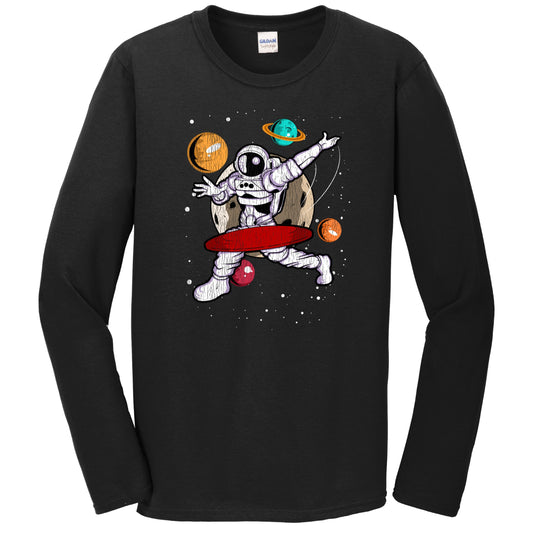 Disc Golf Astronaut Outer Space Spaceman Disc Golf Distressed Long Sleeve T-Shirt