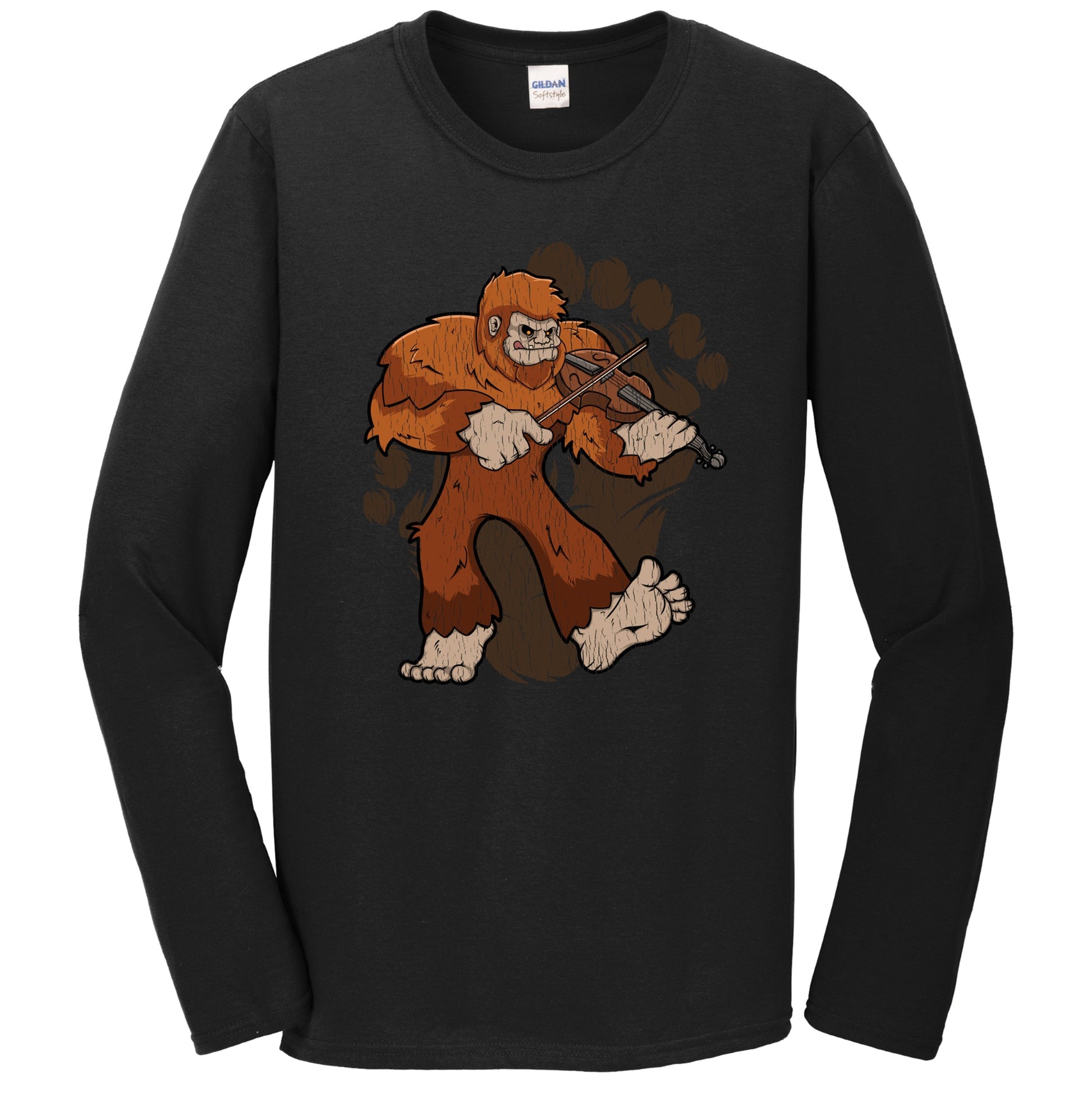 Bigfoot Violin Shirt - Sasquatch Playing Violin Long Sleeve T-Shirt