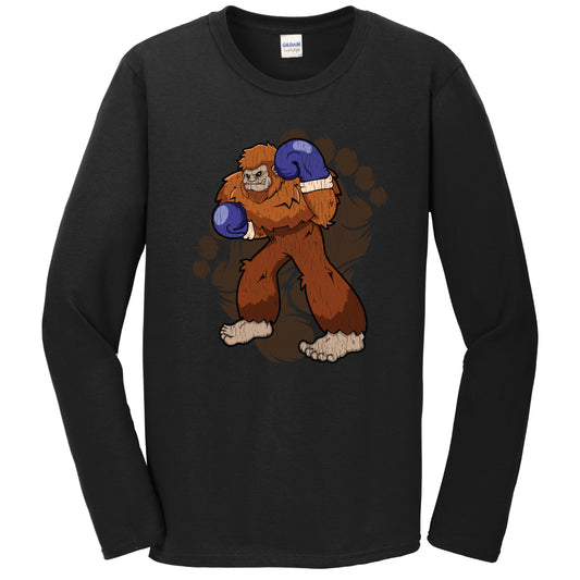Bigfoot Boxing Shirt - Sasquatch Boxing Long Sleeve T-Shirt