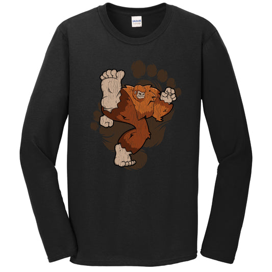 Bigfoot Karate Shirt - Sasquatch Kicking Long Sleeve T-Shirt